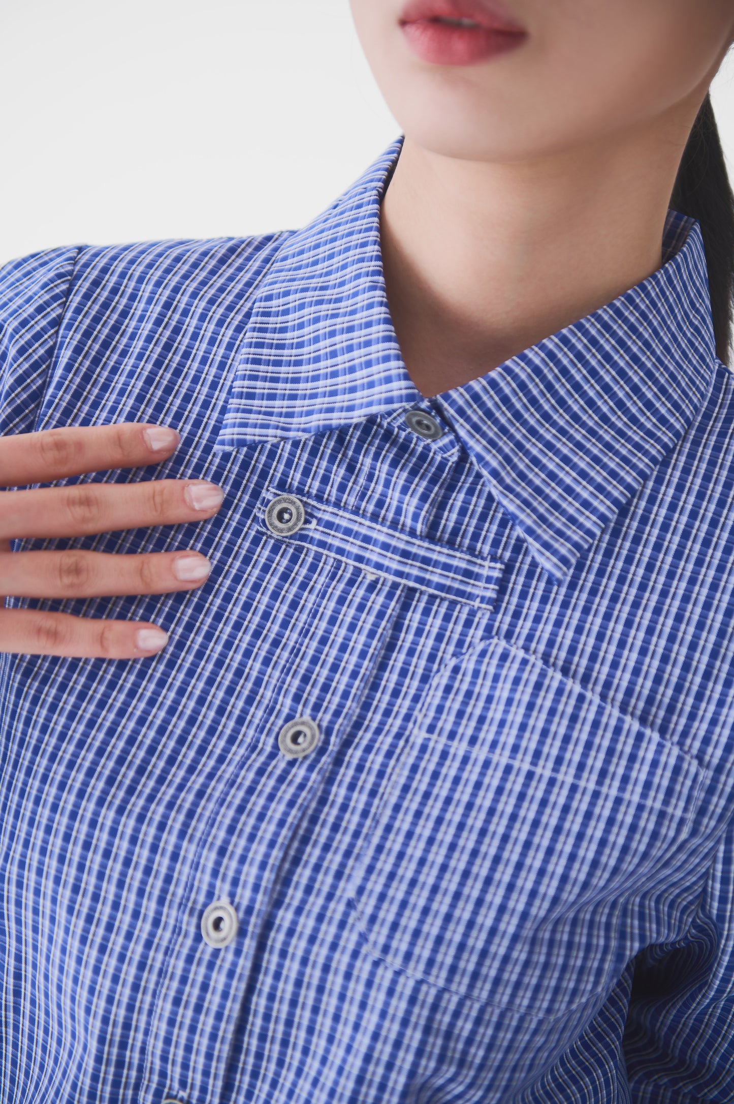 AW24-11T Asymmetric Cropped Shirt(NAVY)