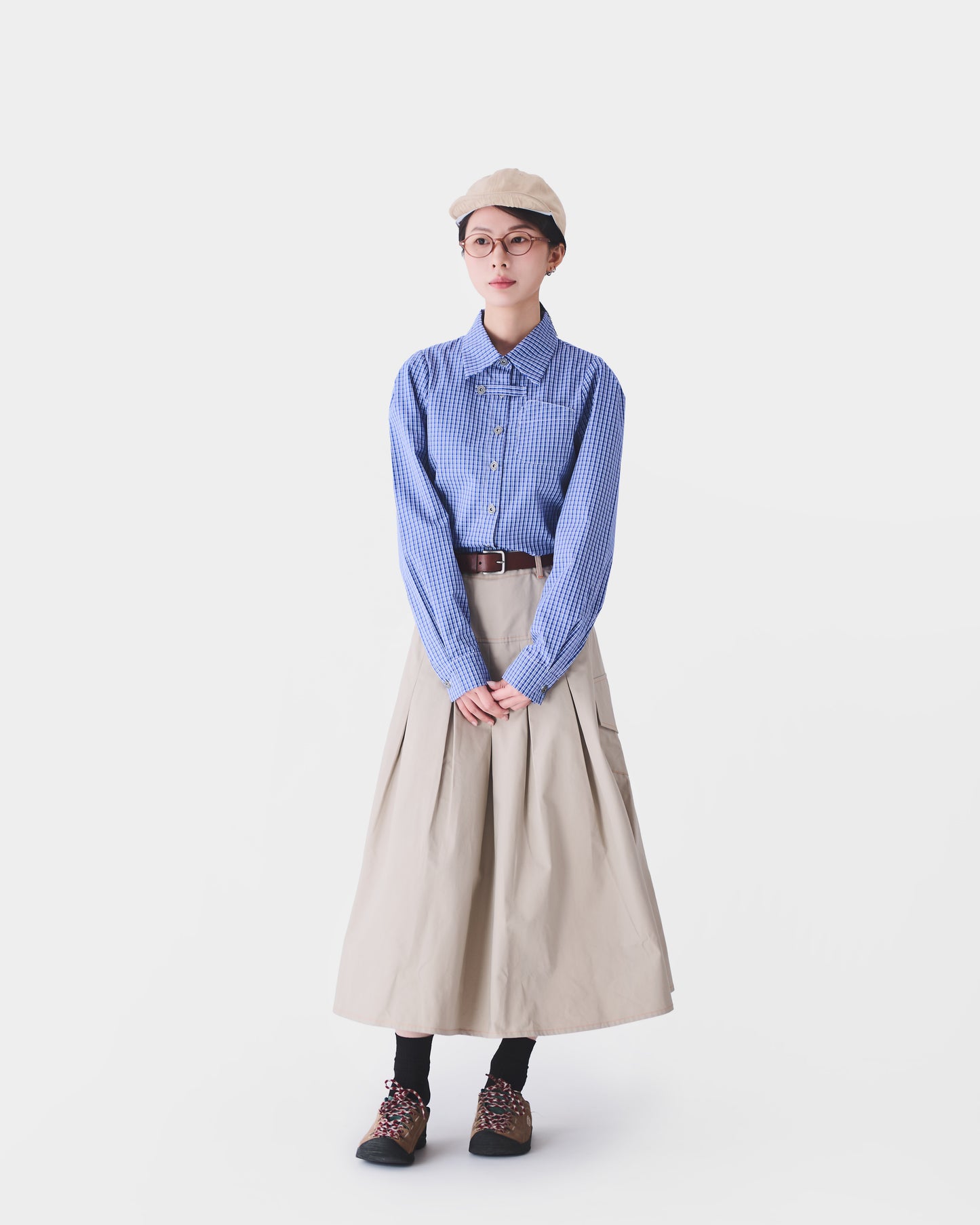 AW24-11T Asymmetric Cropped Shirt(NAVY)