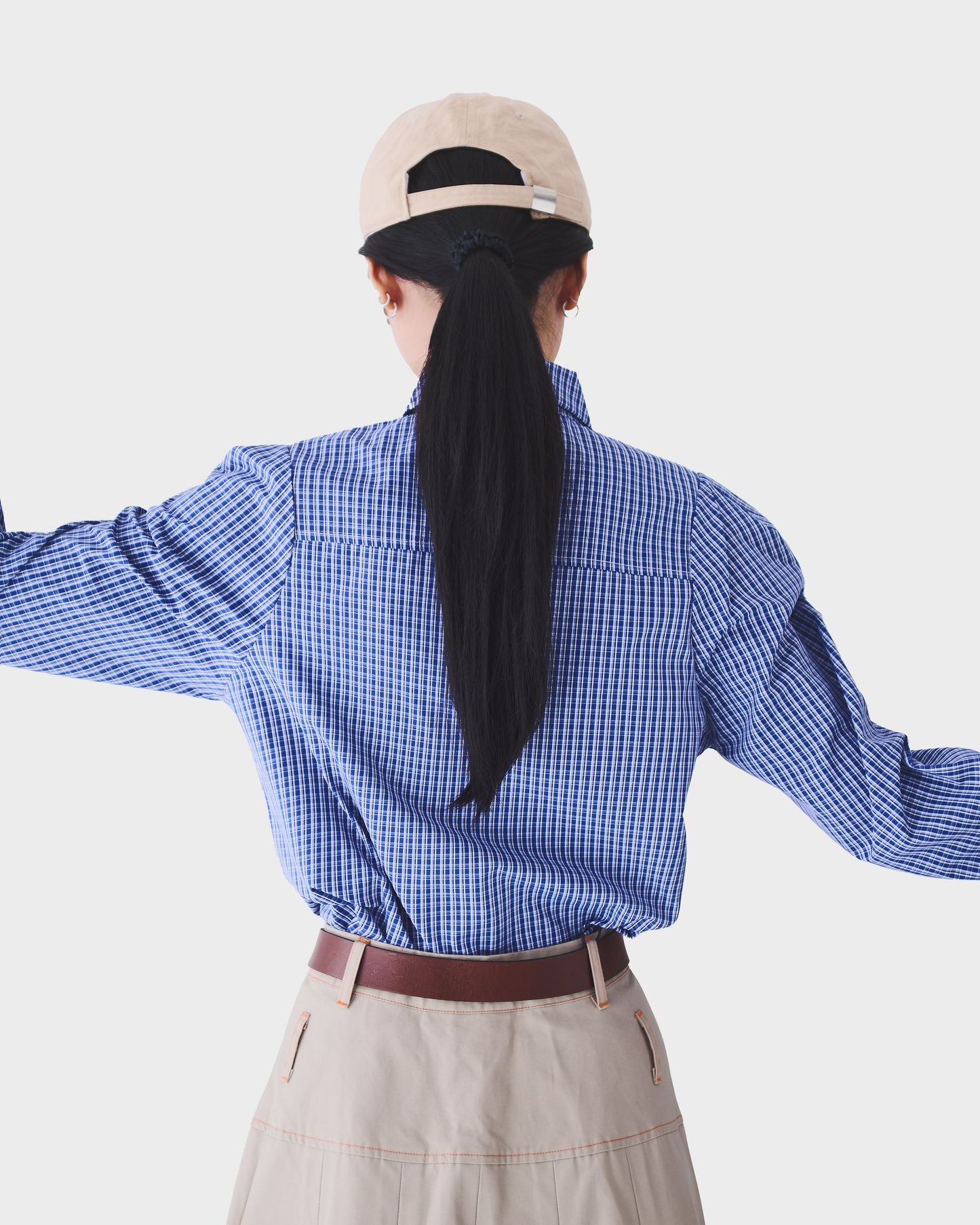 AW24-11T Asymmetric Cropped Shirt(NAVY)