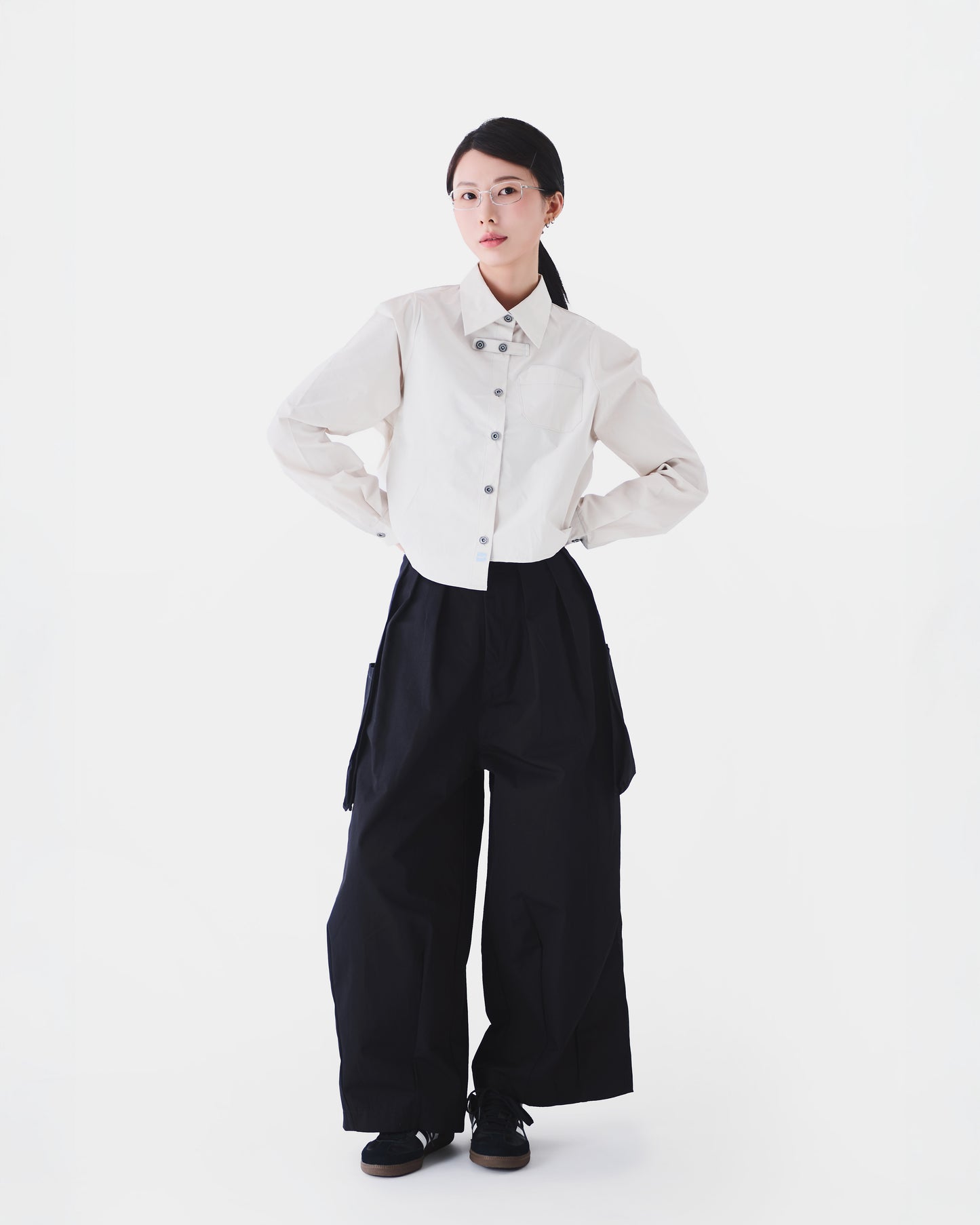 AW24-11T Asymmetric Cropped Shirt(WHITE)