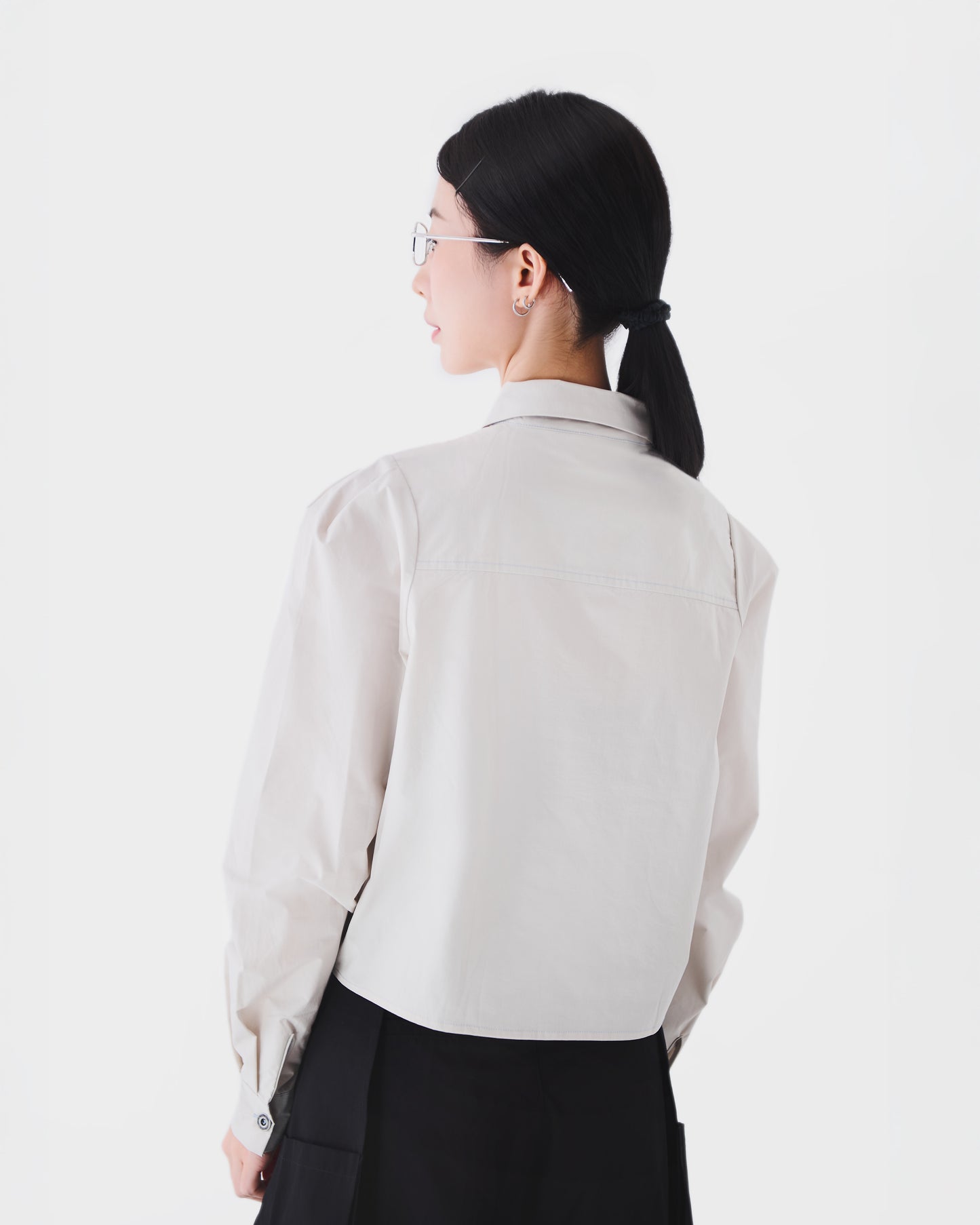 AW24-11T Asymmetric Cropped Shirt(WHITE)