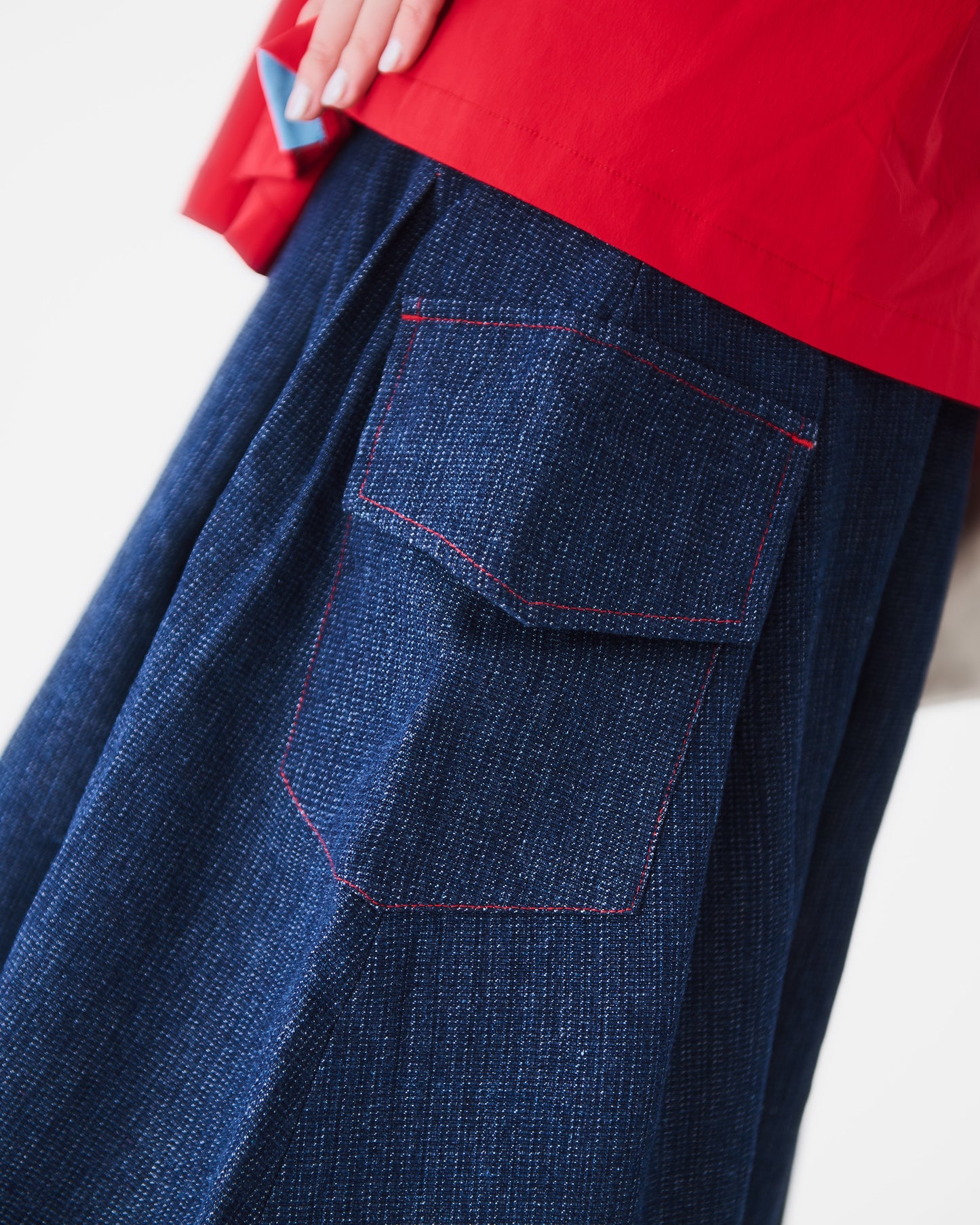 AW24-35D Denim Pleated Skirt