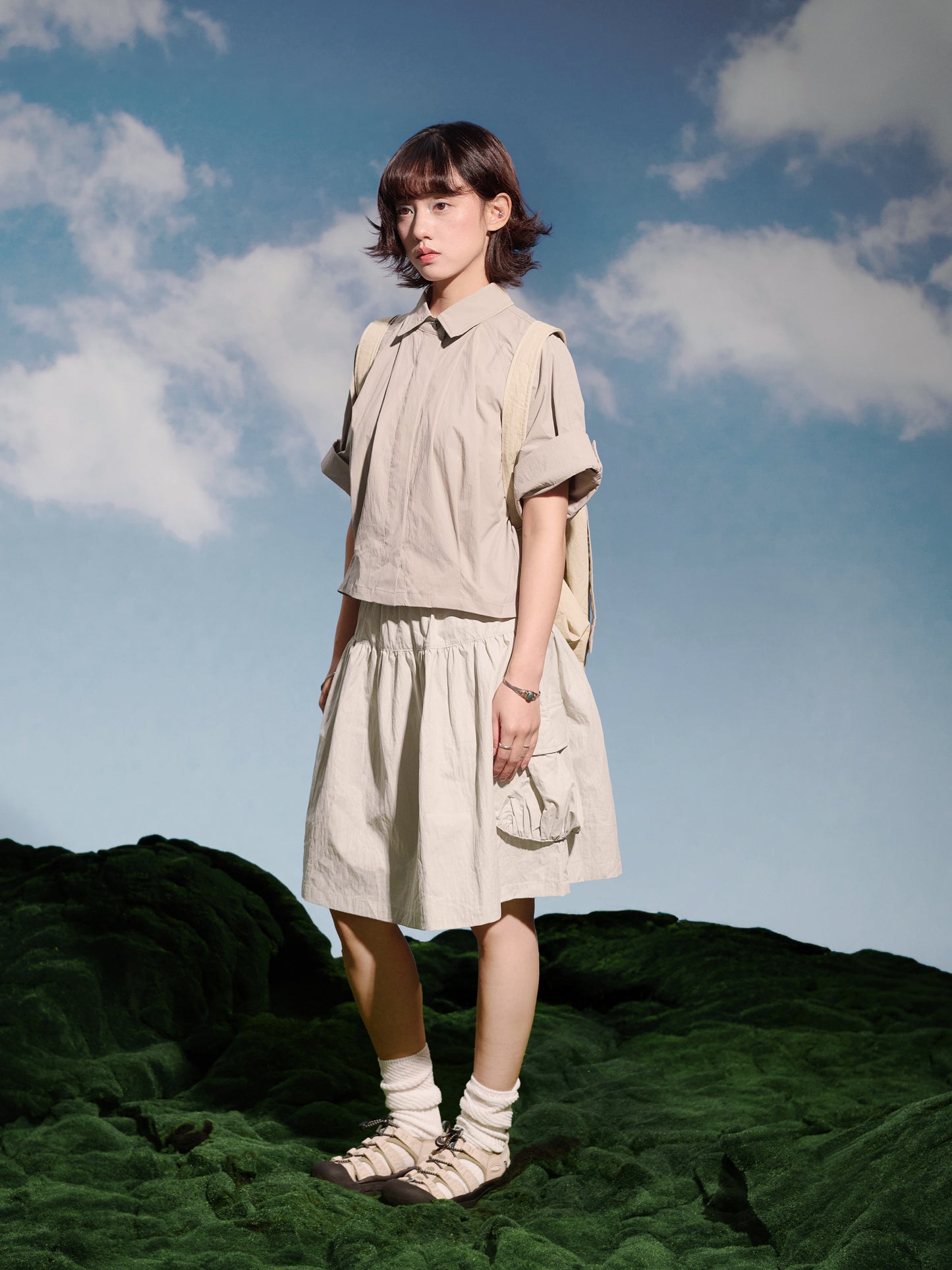 SS25-07T Falcon Gaze Plaid Shirt (Beige)