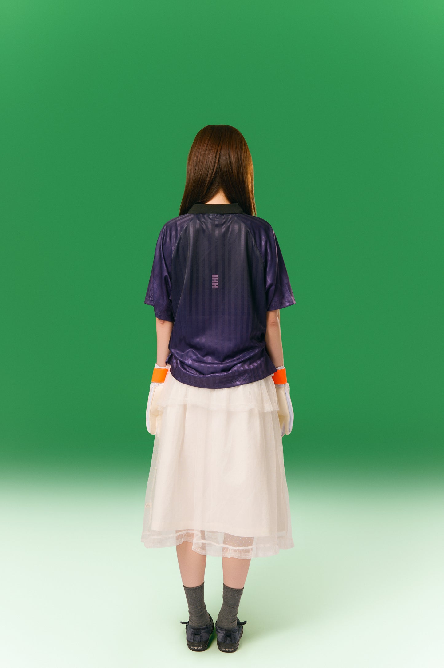 Tulle-midi-skirt 米白色 模特造型 5