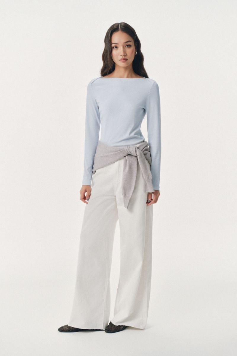 Mono Talk Basic boat-neck ribbed top 上衣 5