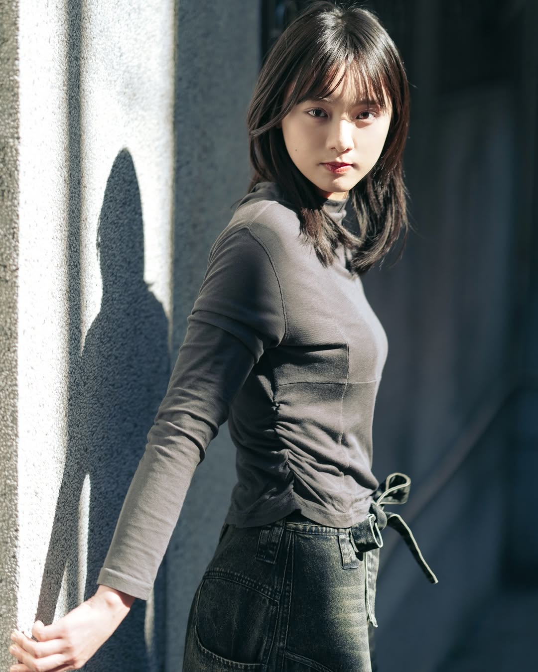 AW24-03 Charcoal Long Sleeve Top