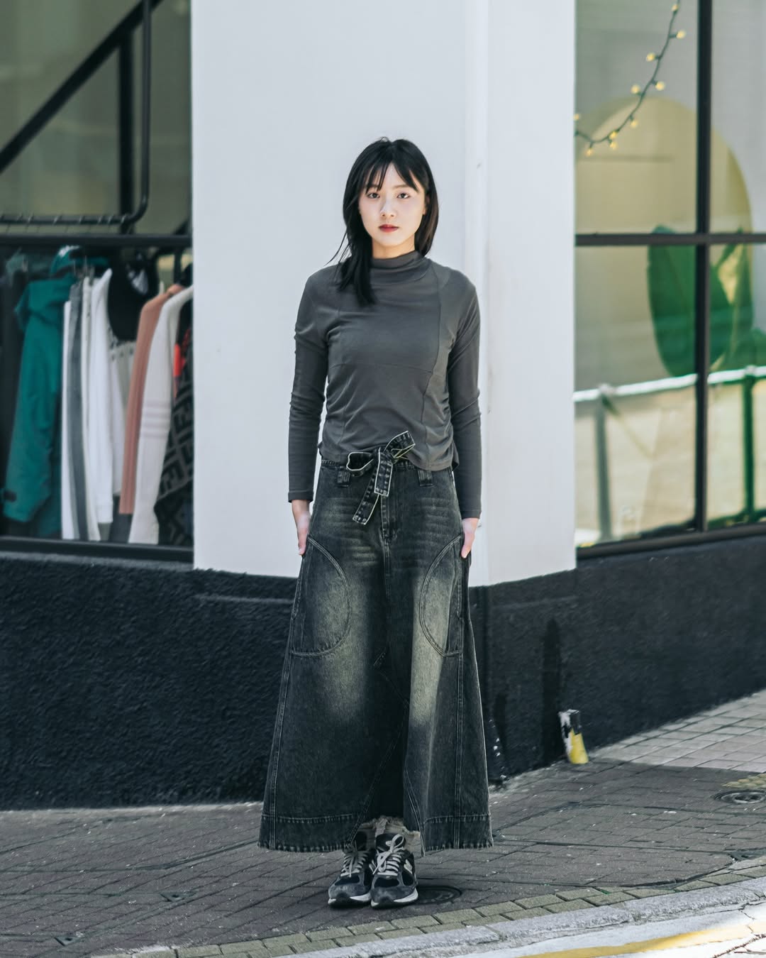 AW24-03 Charcoal Long Sleeve Top