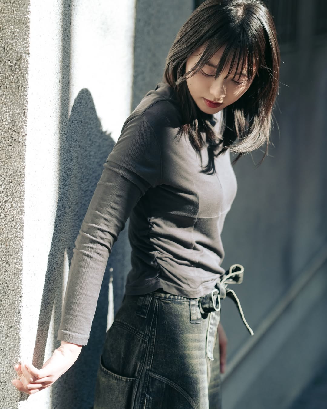 AW24-03 Charcoal Long Sleeve Top