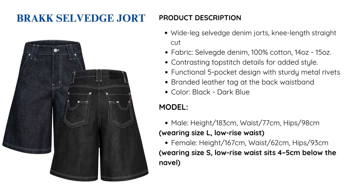 BRAKK SELVEDGE JORT