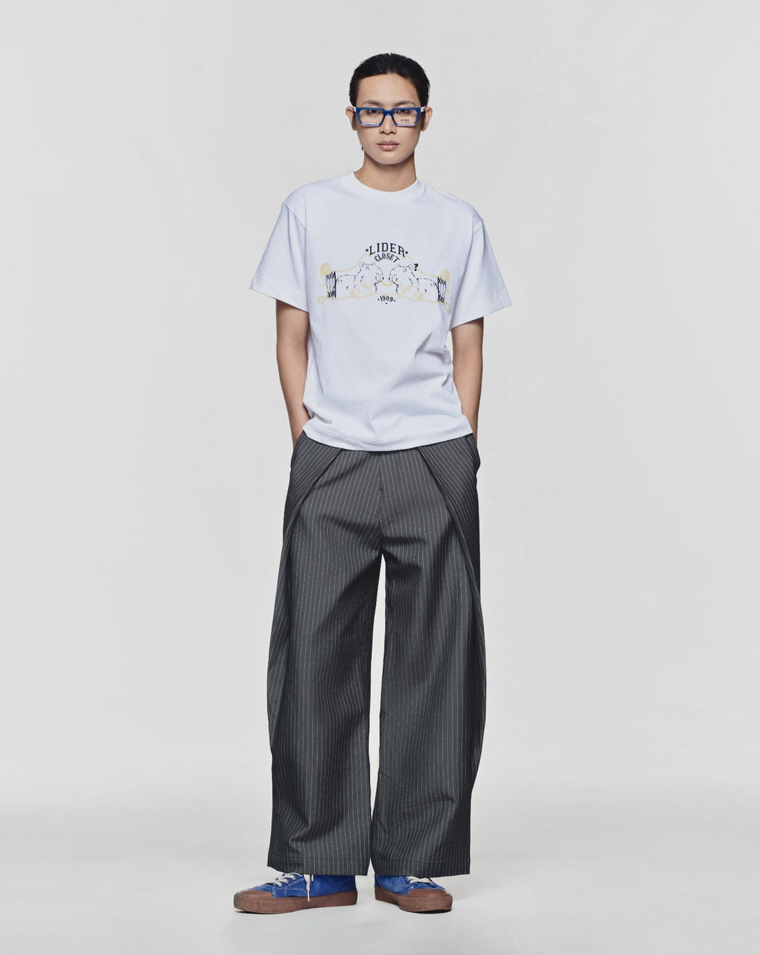 Lider ROLLING WIDE-LEG TROUSERS 灰色條紋闊腳褲