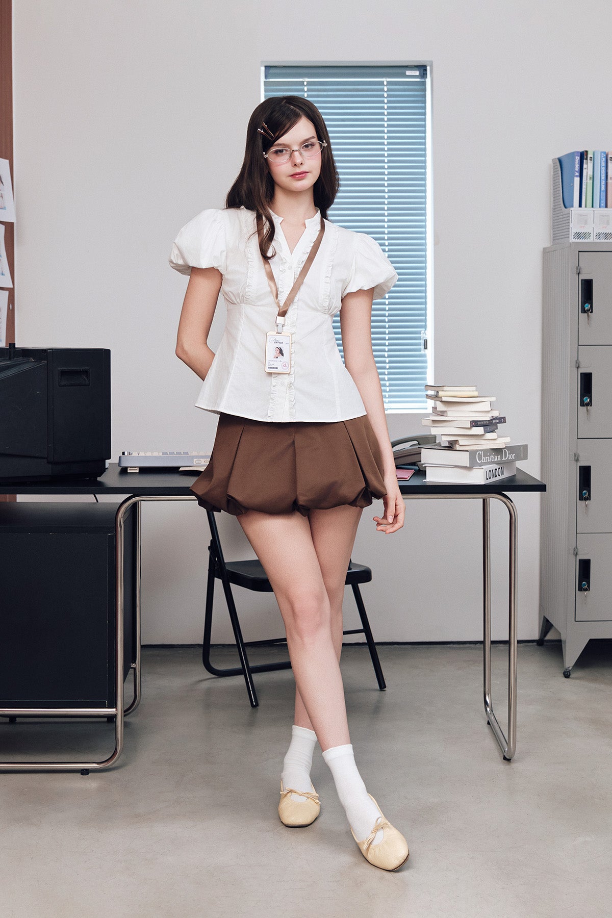 白色泡泡袖荷葉邊上衣 Dottie T1122 商品圖 5