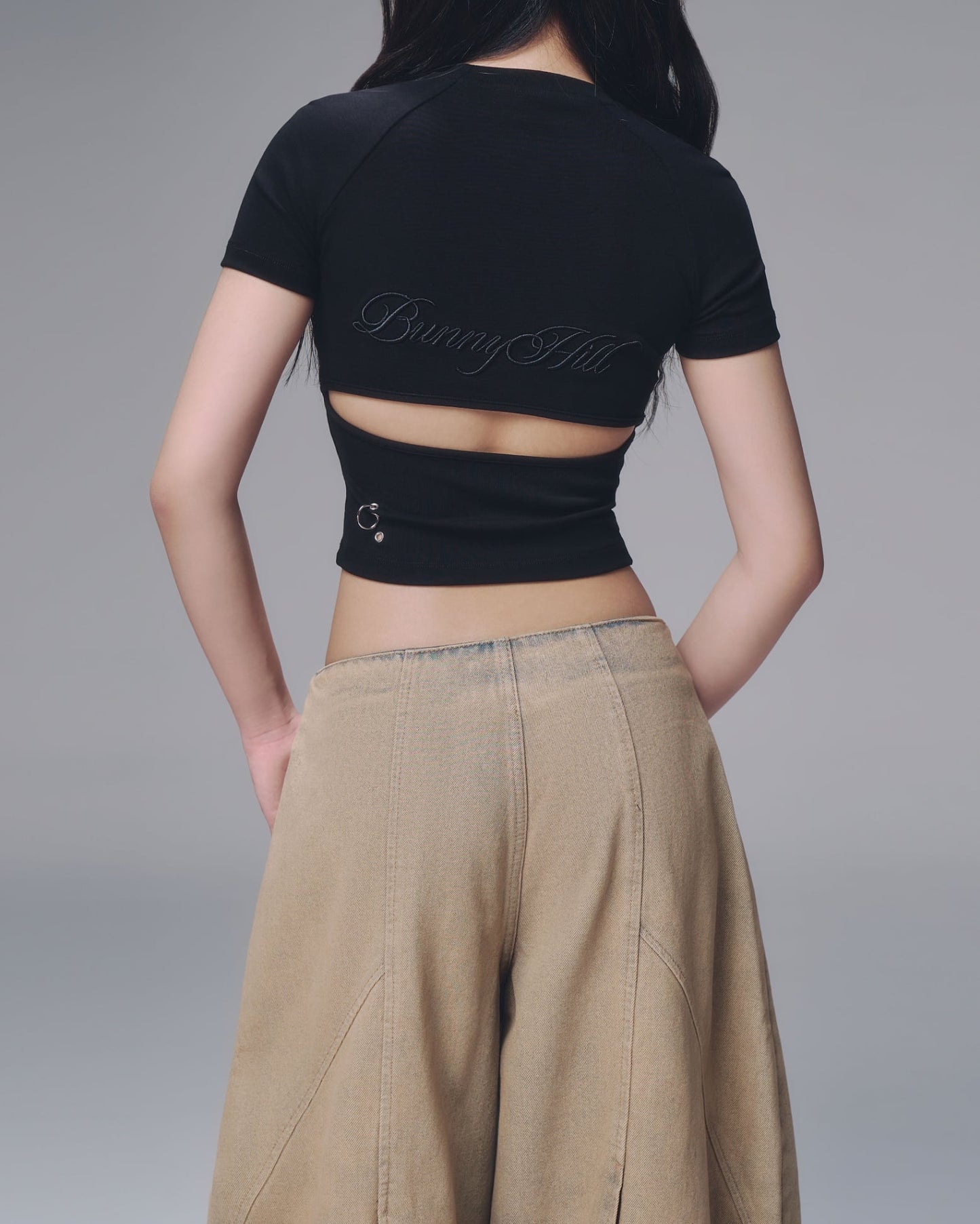 Bunny Charm Ver Baby Tee (Black) — Bunnyhill