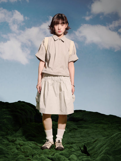 SS25-08D Falcon Gaze Plaid Skirt (Begie)