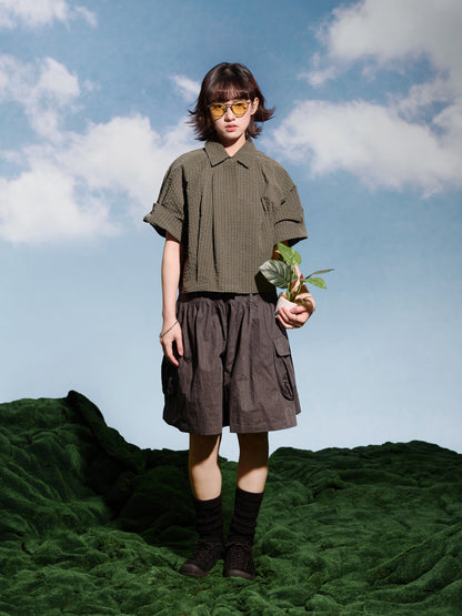 SS25-07T Falcon Gaze Plaid Shirt (Green)