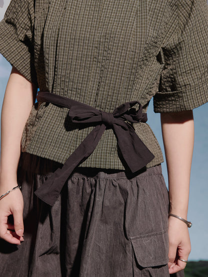 SS25-07T Falcon Gaze Plaid Shirt (Green)