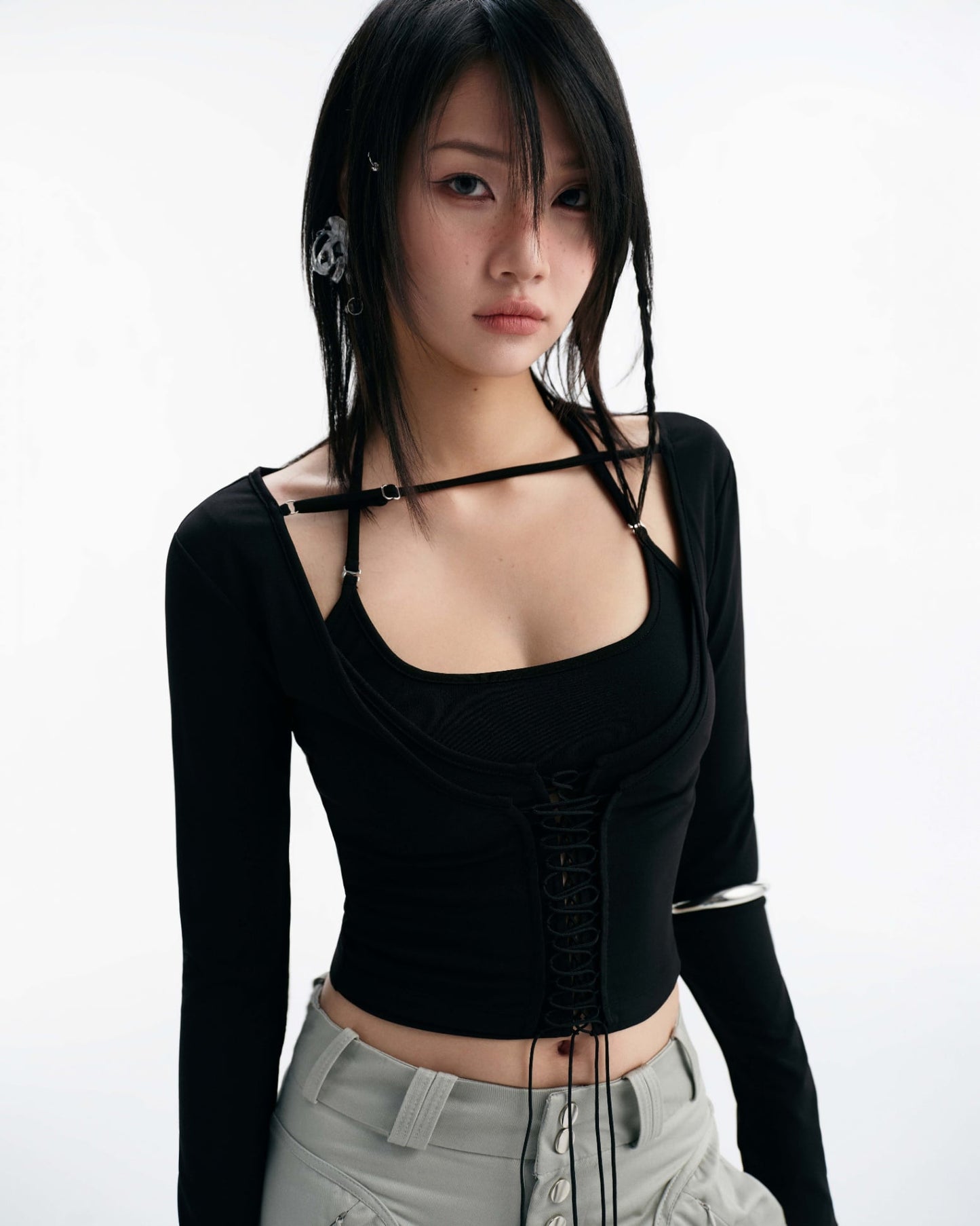 Bisou Long Sleeve Top (Black) — Bunnyhill