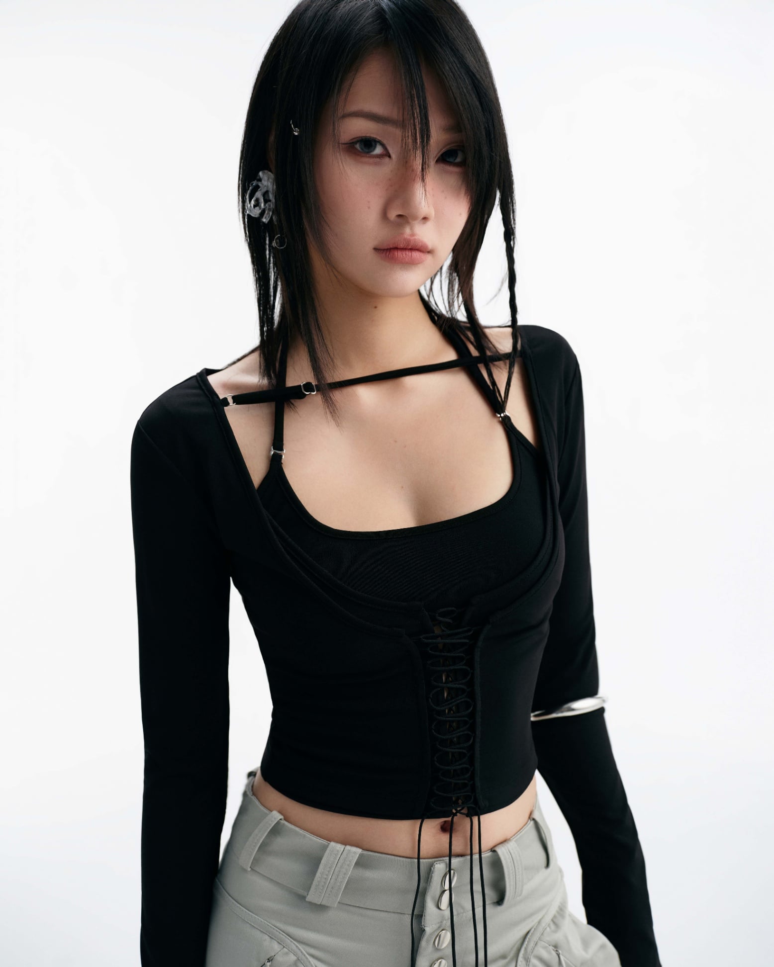 Bisou Long Sleeve Top (Black) — Bunnyhill