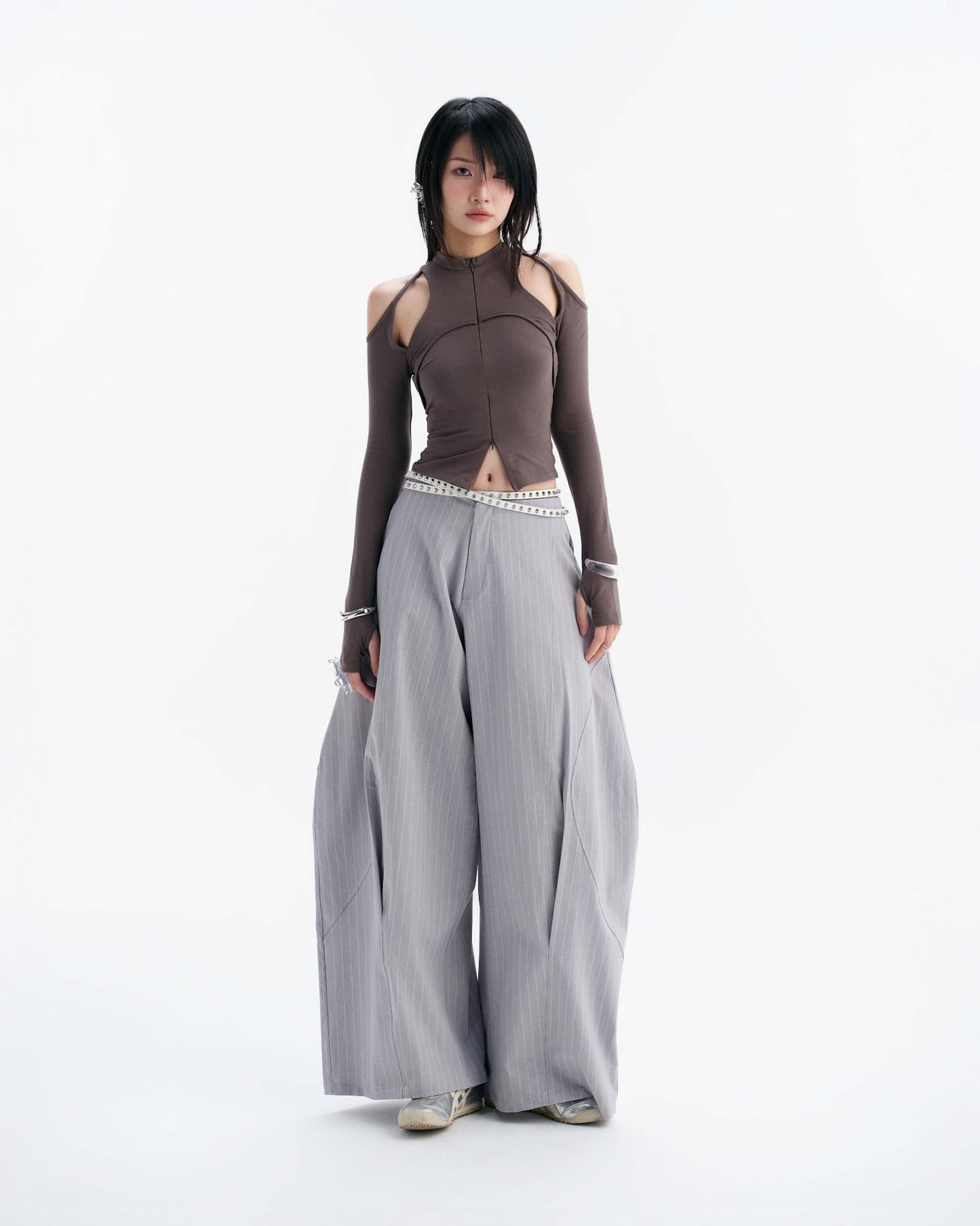 Caspian Long Sleeve Top (Grey) — Bunnyhill
