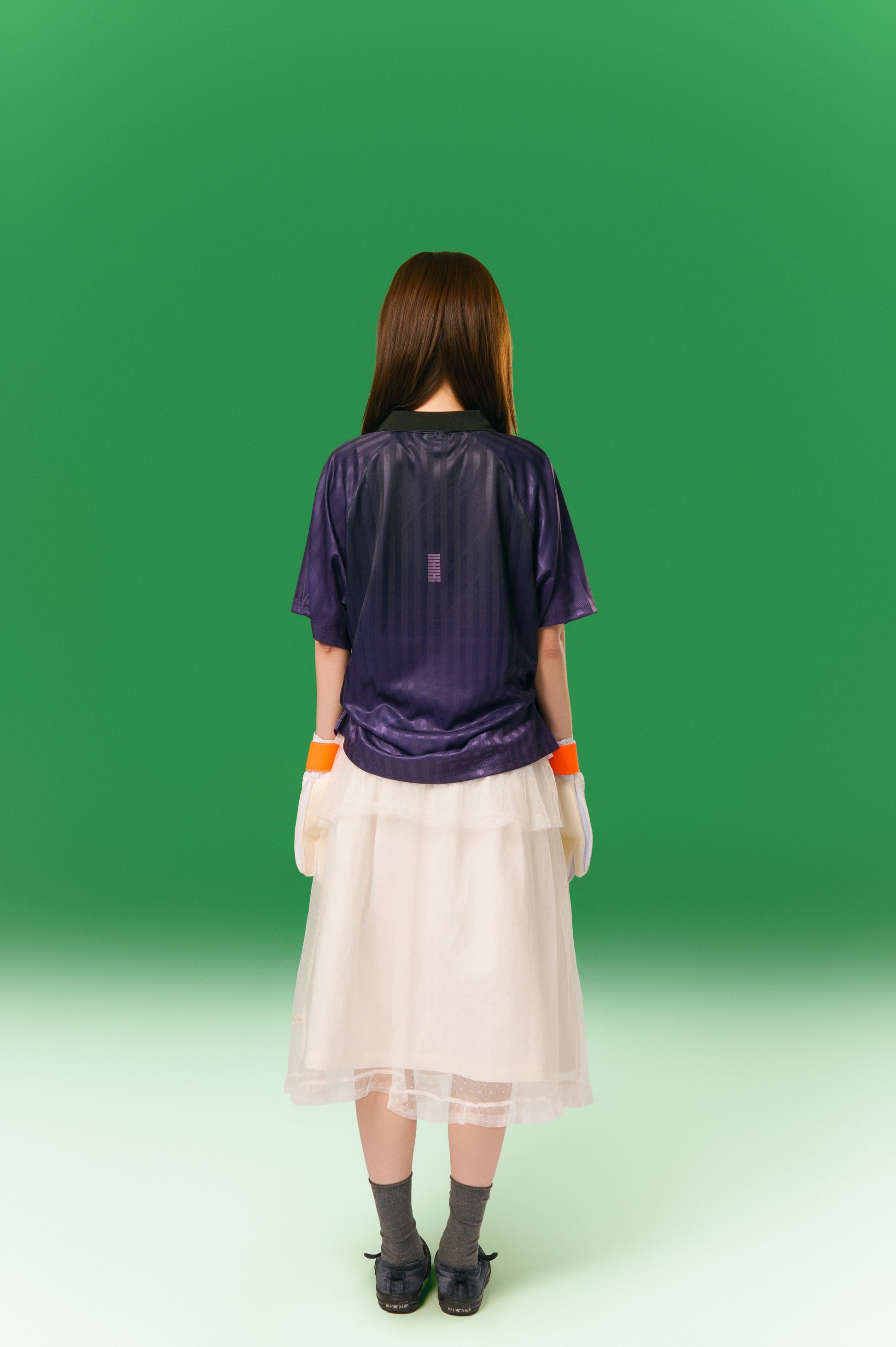 Tulle-midi-skirt 米白色 模特造型 5