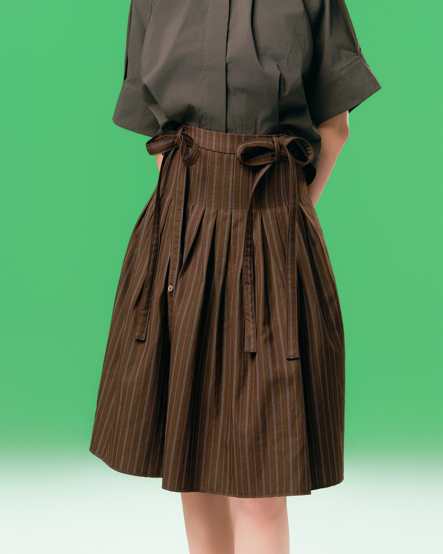 SUSPENDER PLEATED SKIRT PU| BF5247
