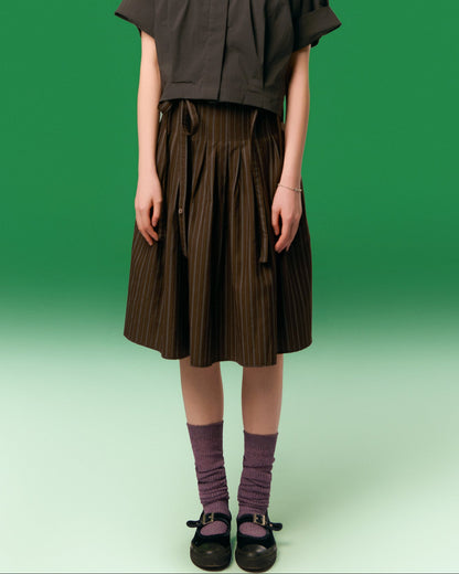 SUSPENDER PLEATED SKIRT PU| BF5247