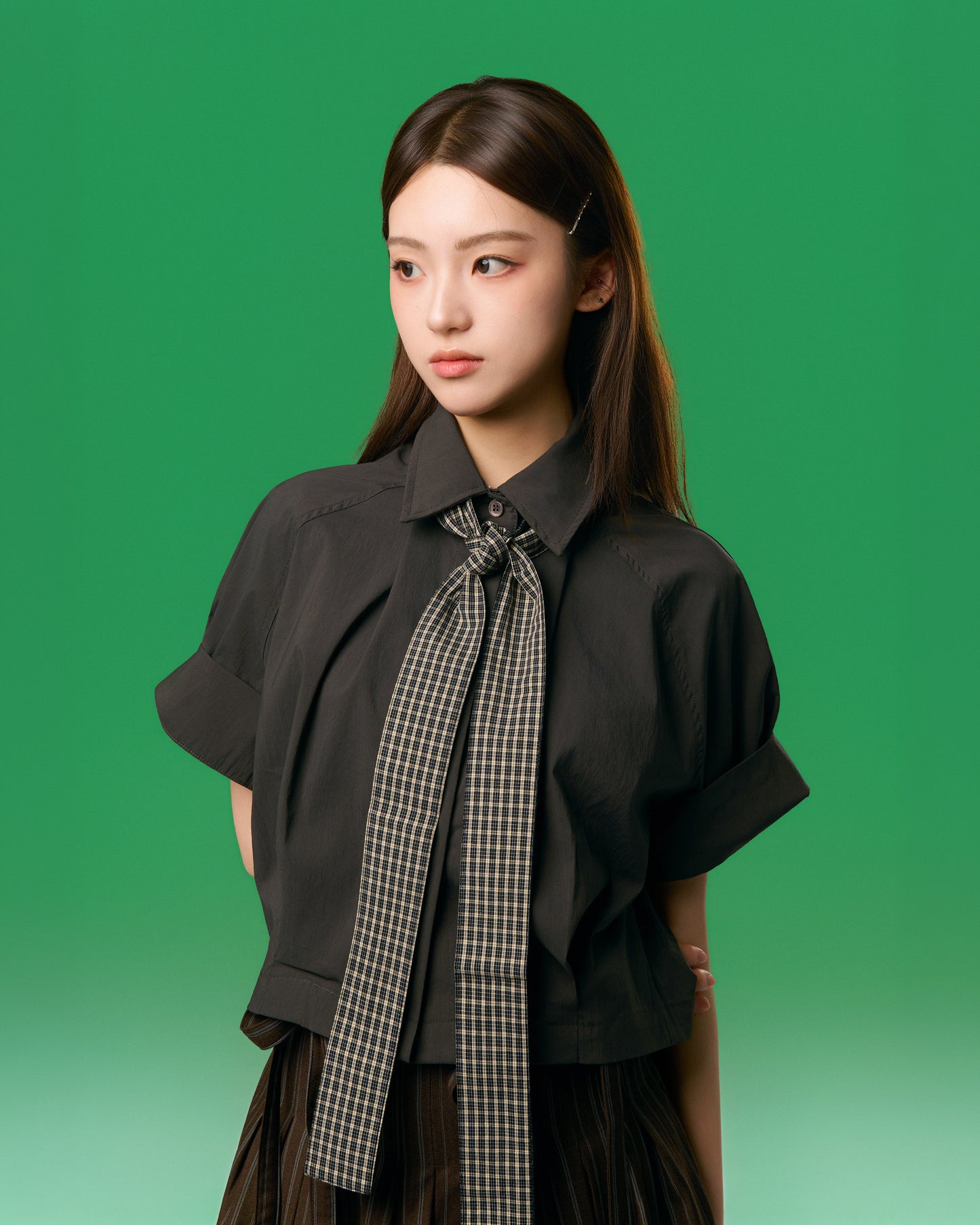 PLAID SLEEVED SHIRT GR | BF5241