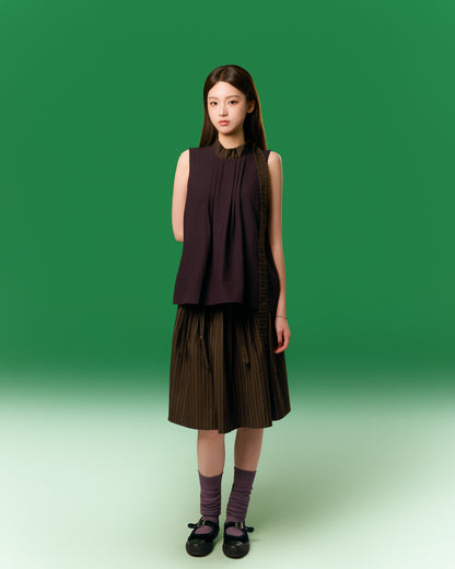 SUSPENDER PLEATED SKIRT PU| BF5247
