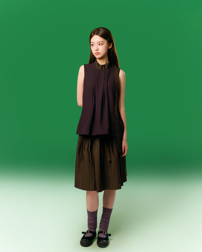 SUSPENDER PLEATED SKIRT PU| BF5247
