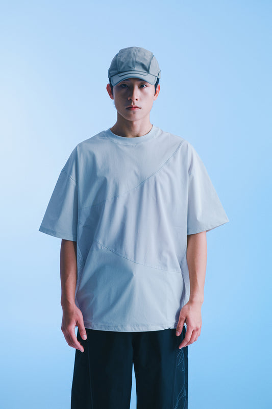 拼接短袖 Tee（淺灰） Drift Panel Tee｜模特造型