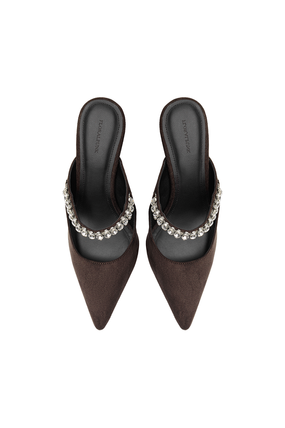 Floralpunk Diana Pointy Mules - Suede Brown 高踭鞋 5