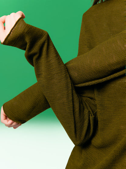 針織上衣 橄欖 細節（袖口羅紋）