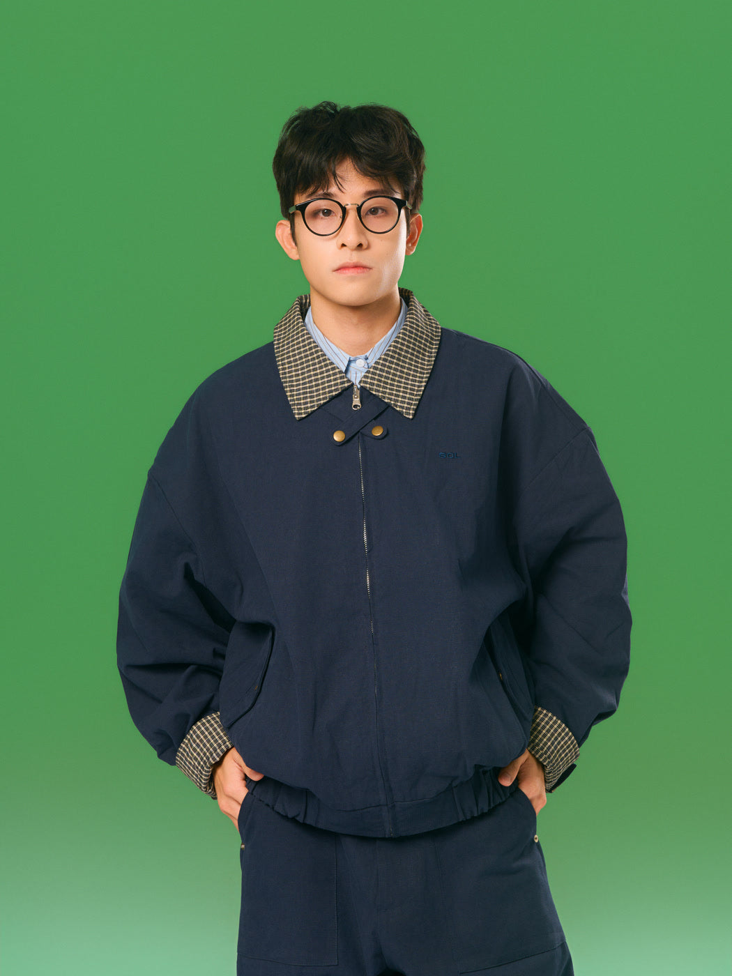 福德祠雙面 Harrington 外套 navy 正面