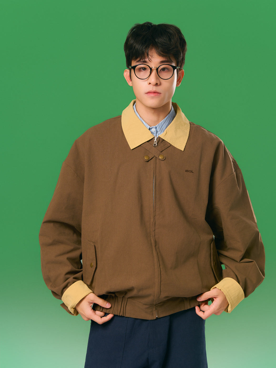 福德祠雙面 Harrington 外套 啡 正面