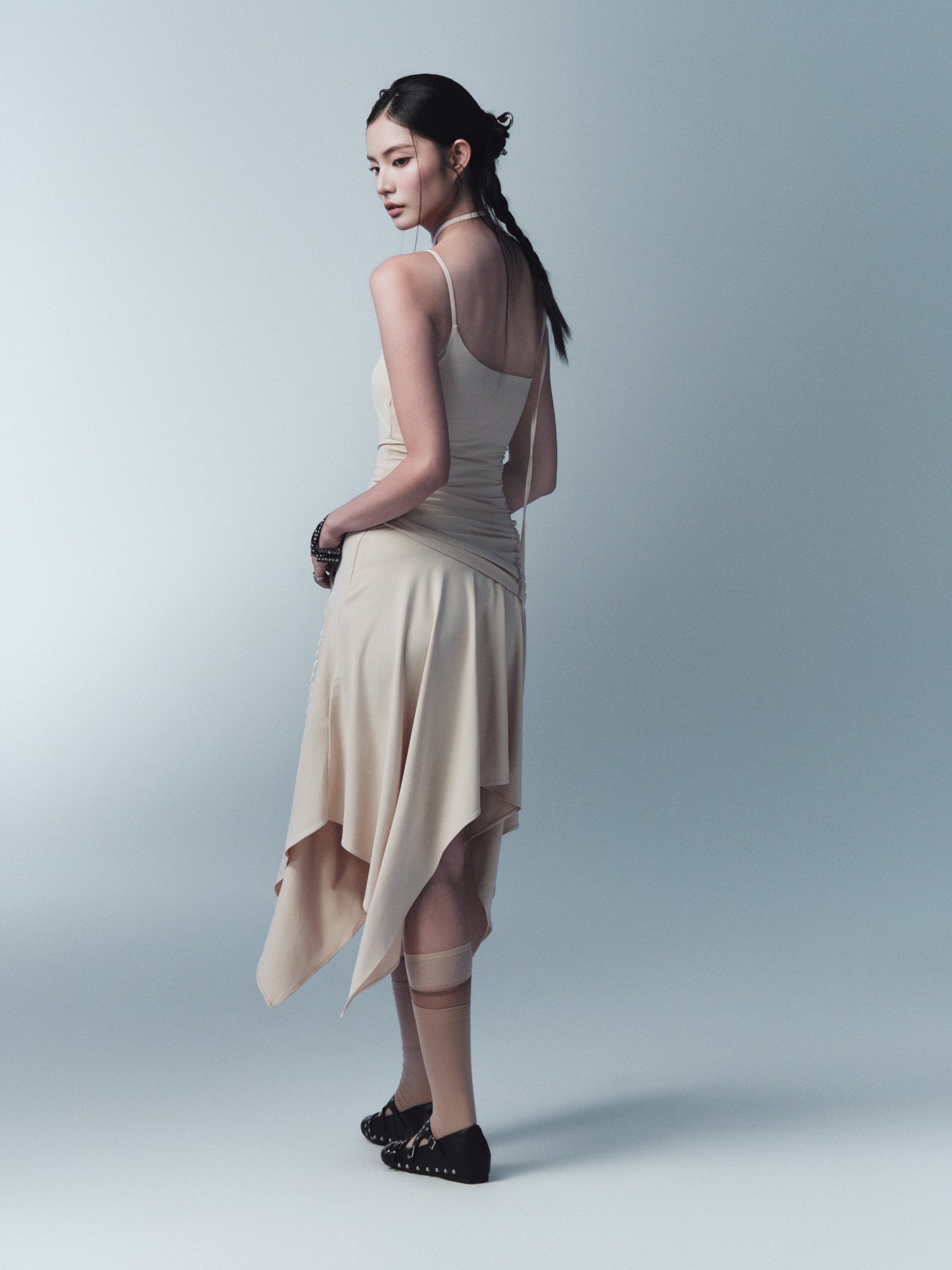 Sablon Flared Skirt (Beige) — Bunnyhill