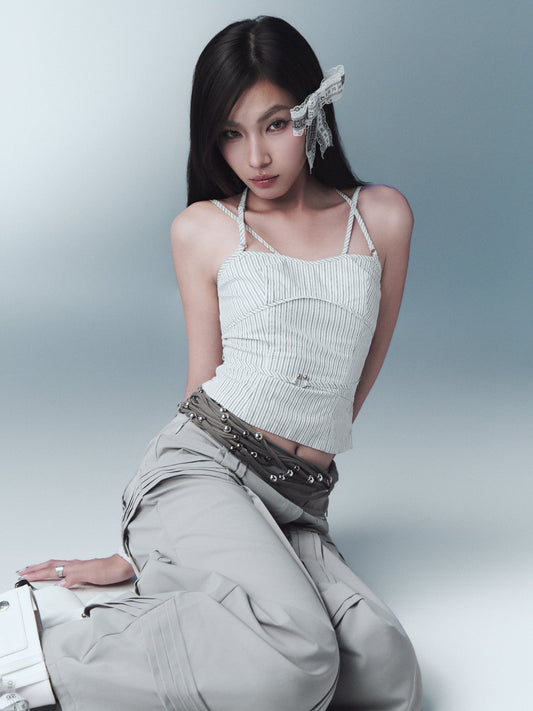 Siren Halter Top (Stripes White) — Bunnyhill