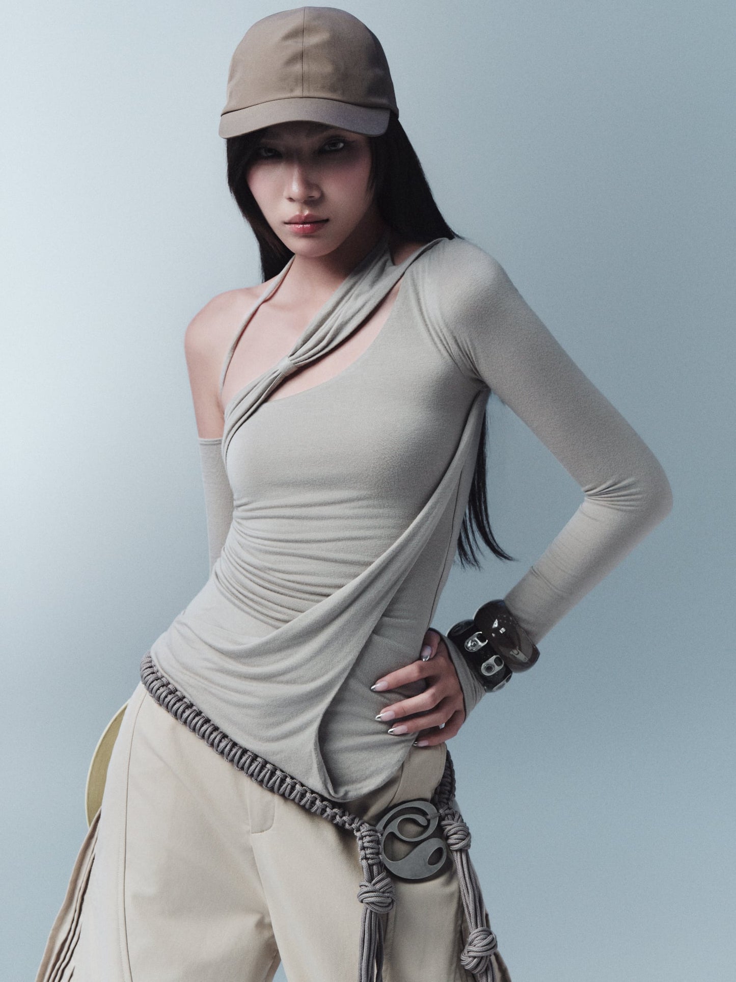 Spira Long Sleeve Top (Grey) — Bunnyhill