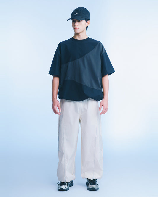 海覺刺繡闊腳褲（米白） Drift Wide Pants｜模特全身