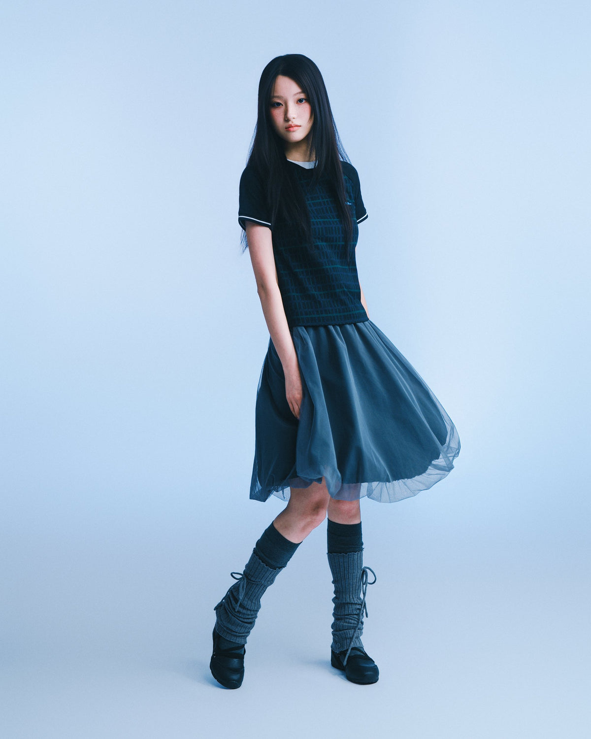 網紗泡泡裙（炭灰） Tulle Bubble Skirt｜同套穿搭