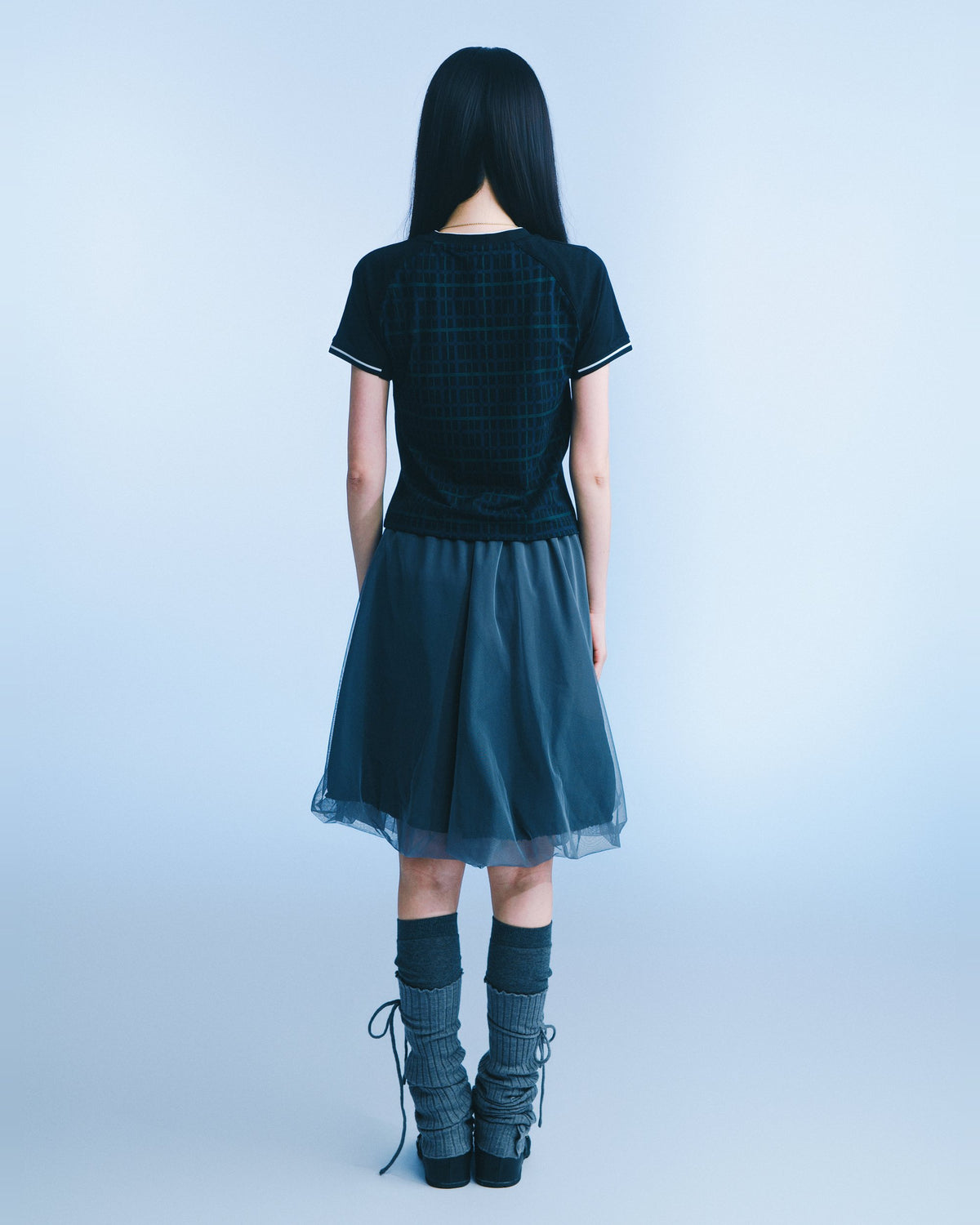 網紗泡泡裙（炭灰） Tulle Bubble Skirt｜模特全身