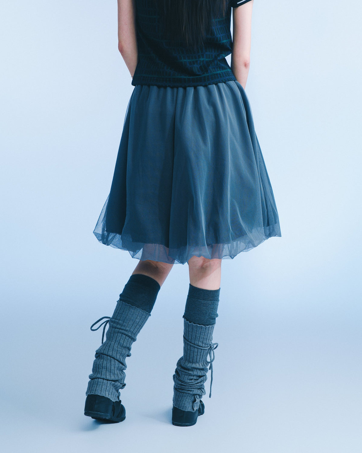 網紗泡泡裙（炭灰） Tulle Bubble Skirt｜模特半身