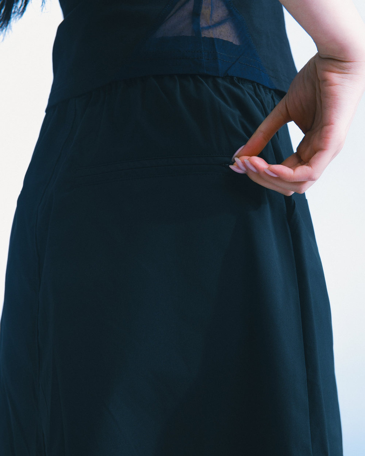 波浪車線 A 字裙（黑） Wave Stitch A-Line Skirt｜細節