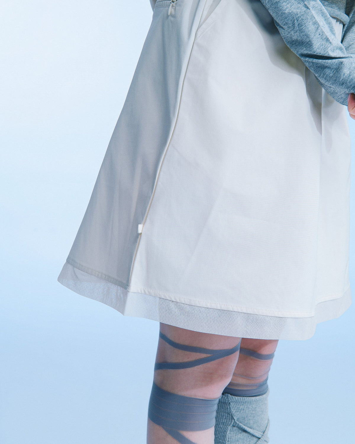 波浪車線 A 字裙（米白） Wave Stitch A-Line Skirt｜主圖