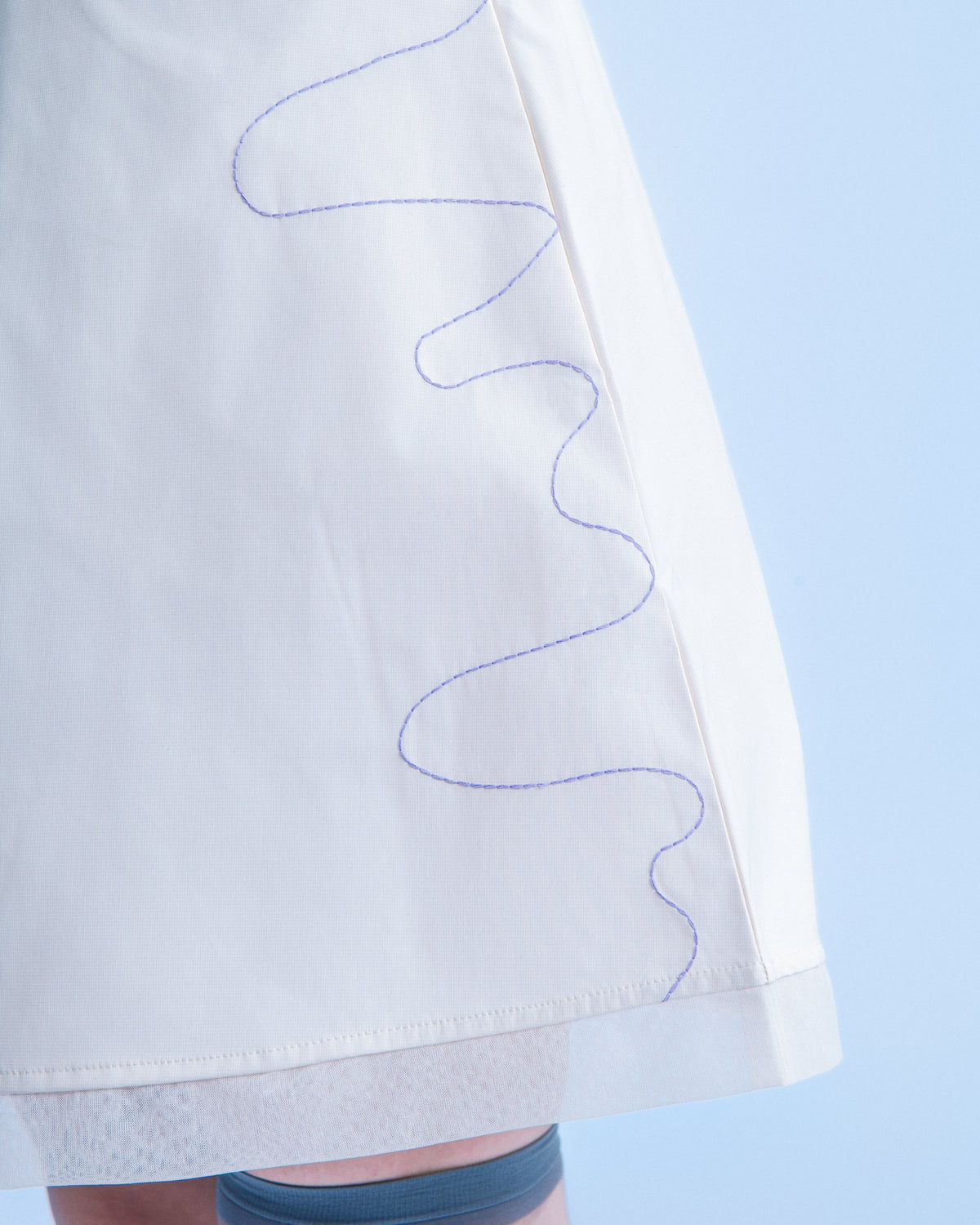 波浪車線 A 字裙（米白） Wave Stitch A-Line Skirt｜細節
