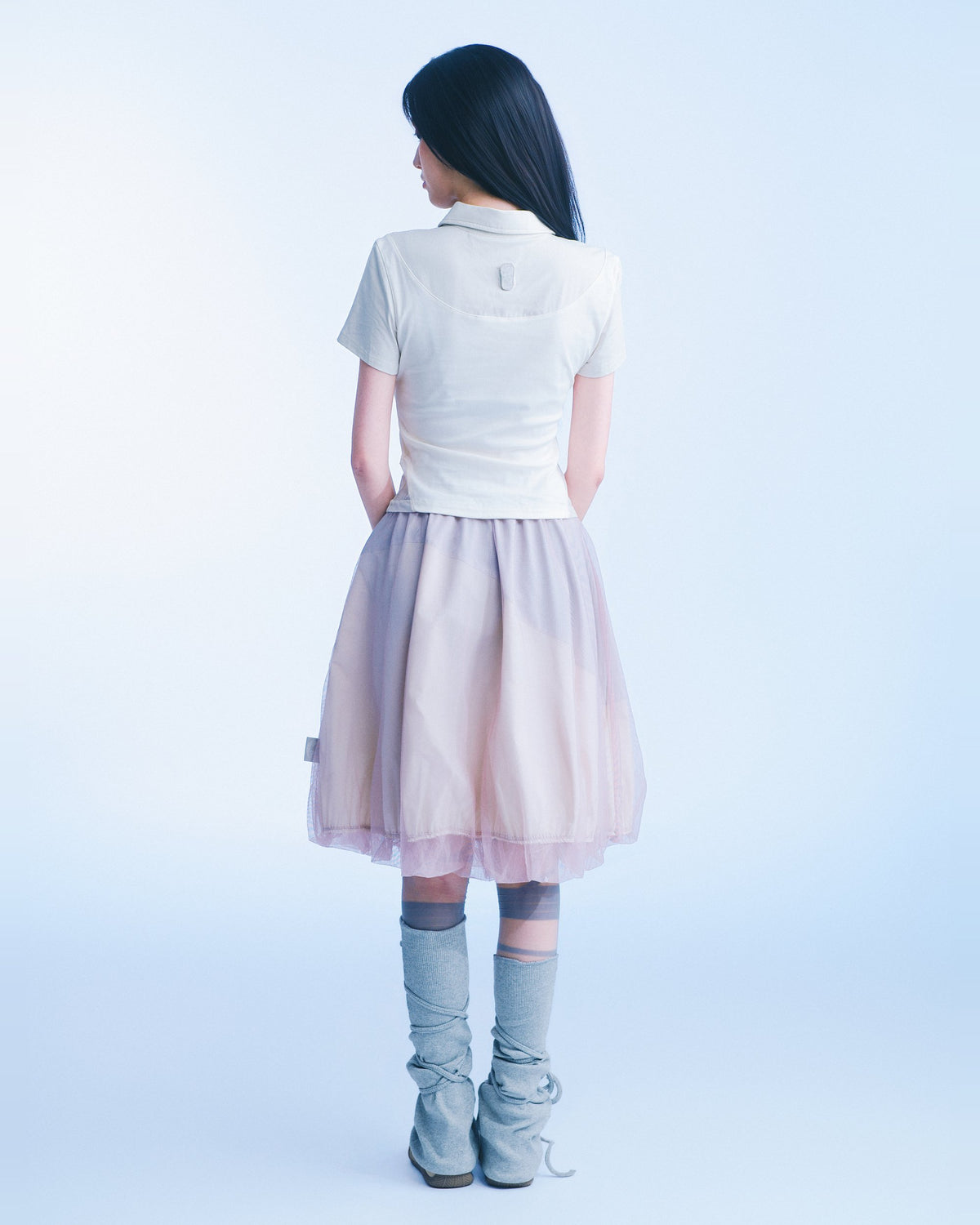 網紗泡泡裙（粉紫） Tulle Bubble Skirt｜模特全身