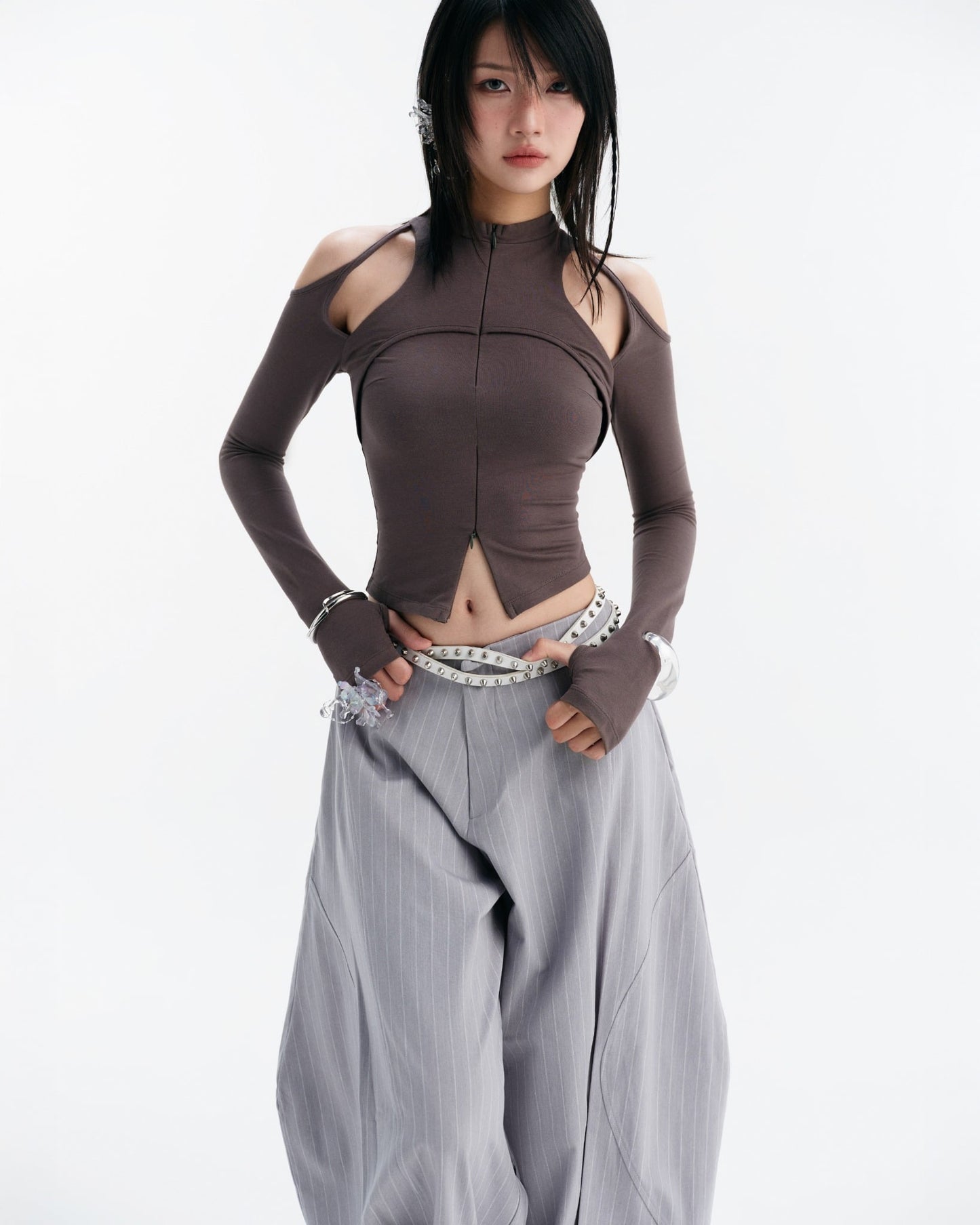 Caspian Long Sleeve Top (Grey) — Bunnyhill