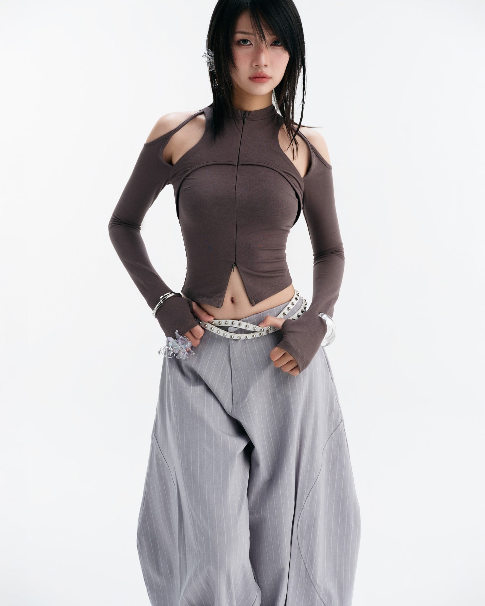 Caspian Long Sleeve Top (Grey) — Bunnyhill