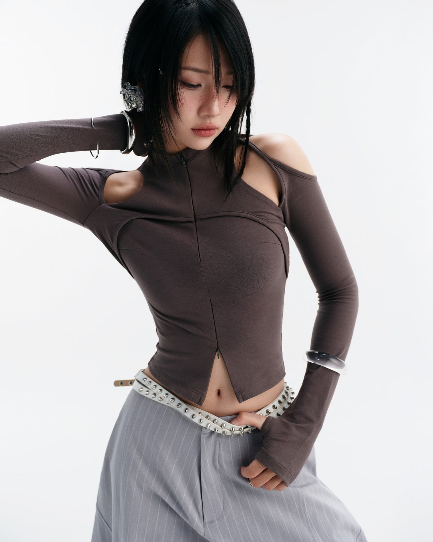 Caspian Long Sleeve Top (Grey) — Bunnyhill