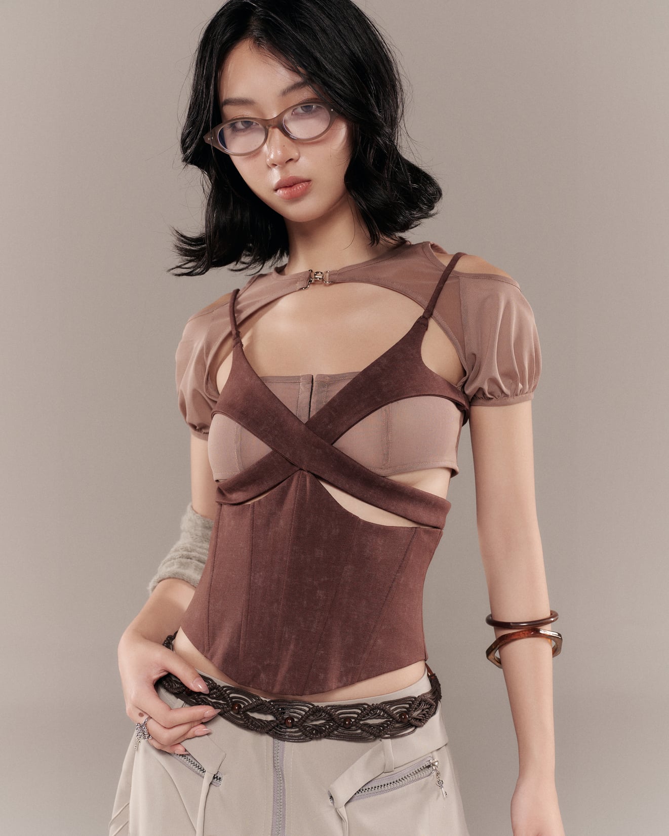 Charmesh Top (Brown) — Bunnyhill