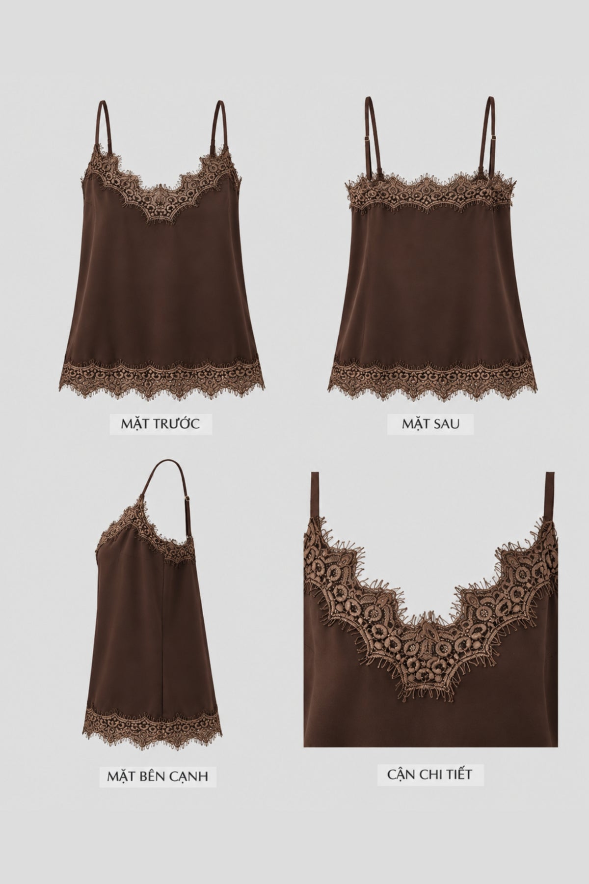Mono Talk Satin camisole with lace trim 背心 5