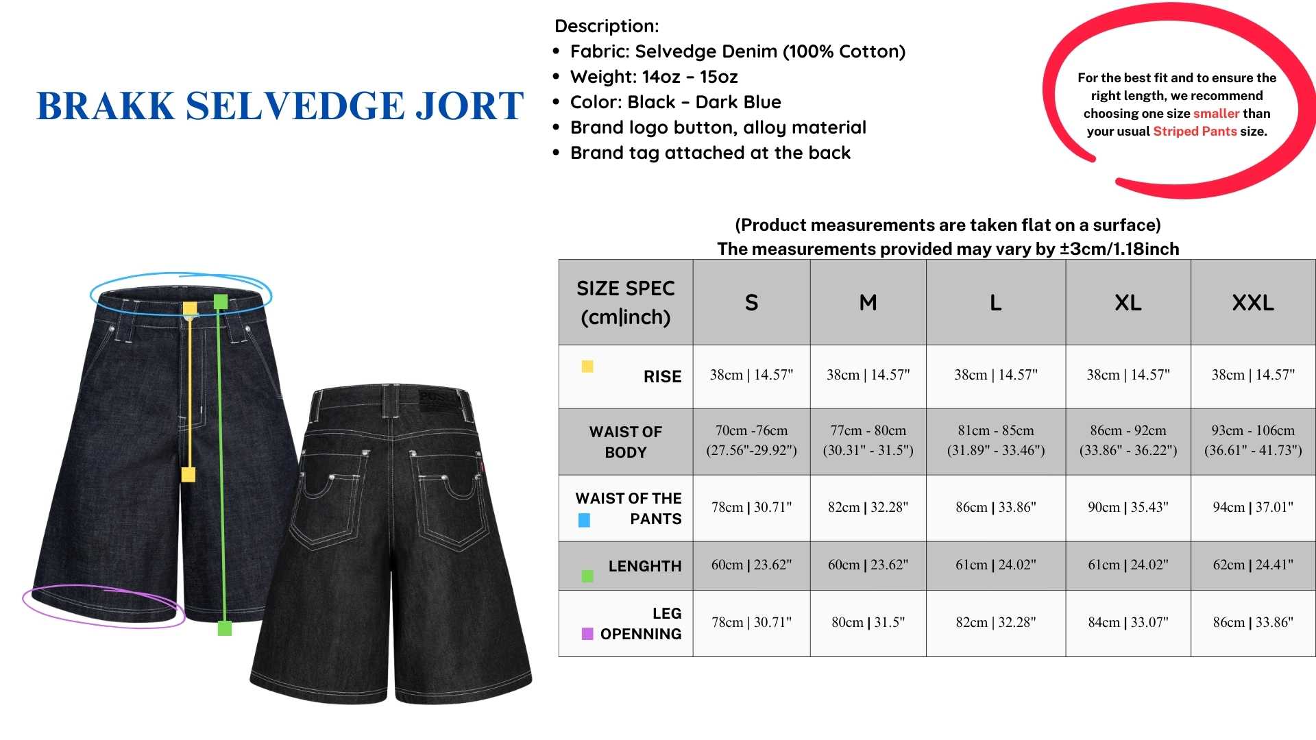 BRAKK SELVEDGE JORT